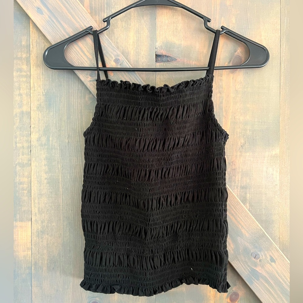 H&M Seersucker Black Tank Top